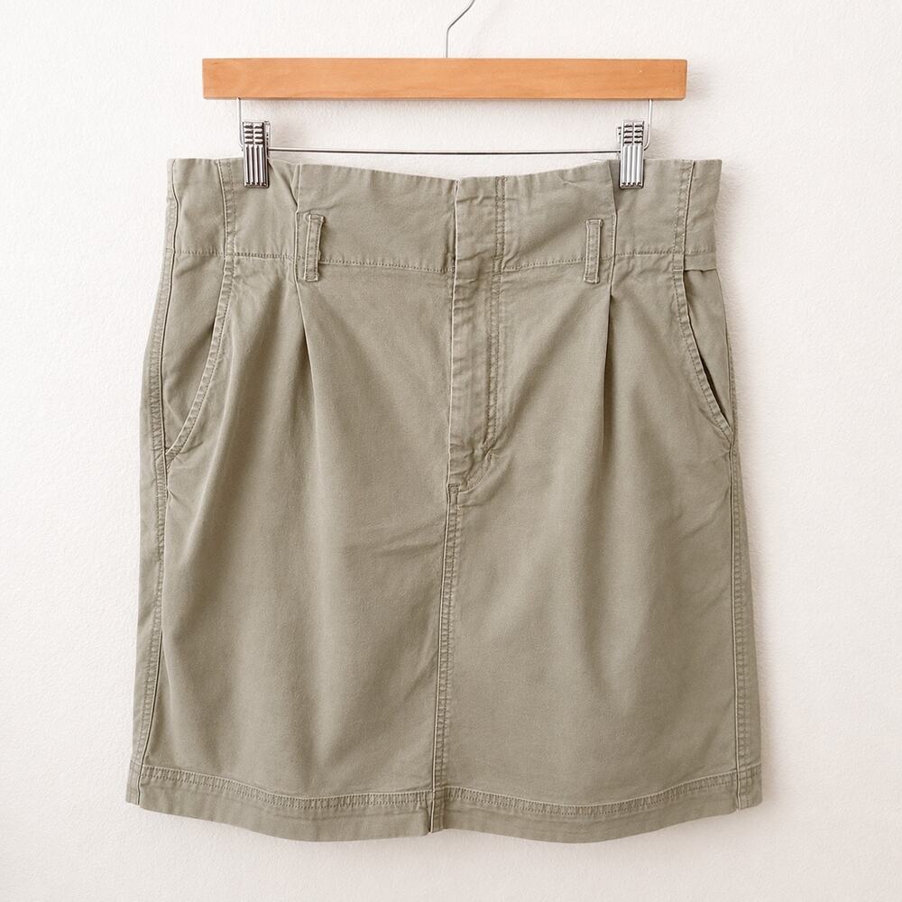 GAP | Khaki Green Paper Bag Cotton Utility Mini Skirt | Size 14 Tall